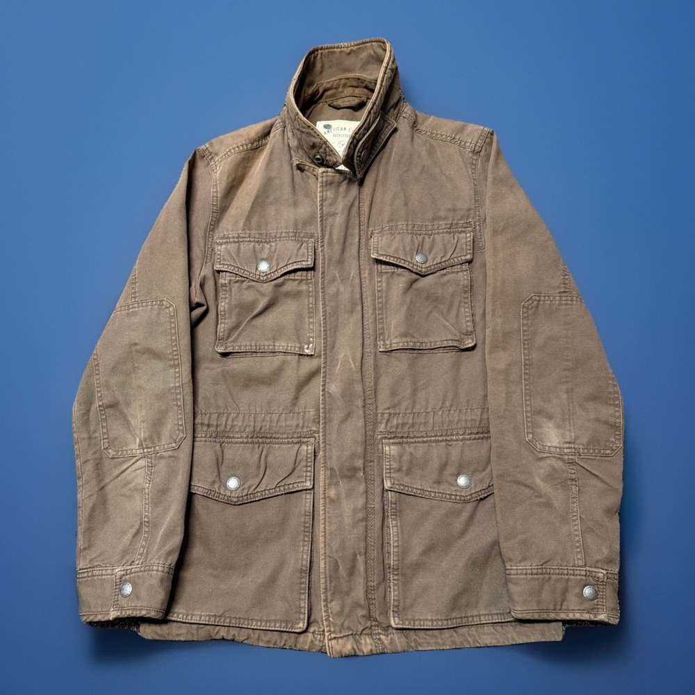 American Eagle Jacket Womens Small Brown Chore Barn Cotton Army Military